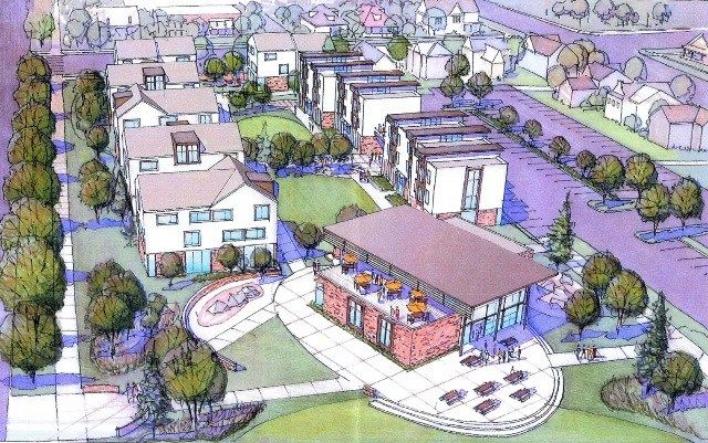 An artist rendering of the concept for a new student housing development on Colorado College